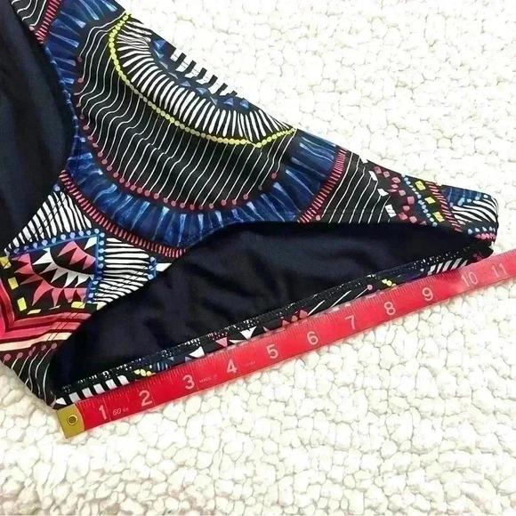 Bar III Geometric Medium Cut Ruched Back Bikini Bathing Suit Bottoms Size L - Picture 11 of 11